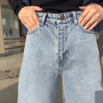 شلوار جین بالنی قد90  رنگ یخی متوسط