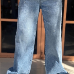 شلوار جین واید پنت (pant) قد 112 اورجینال رنگ آبی روشن