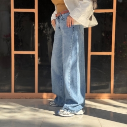 شلوار جین واید پنت (pant) قد 112 اورجینال رنگ آبی روشن