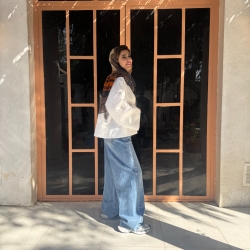 شلوار جین واید پنت (pant) قد 112 اورجینال رنگ آبی روشن