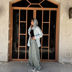 شلوارجین بگ شافل پنس دار b&l 