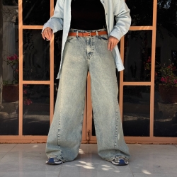 شلوارجین بگ شافل پنس دار b&l 