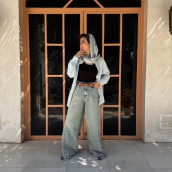 شلوارجین بگ شافل پنس دار b&l 