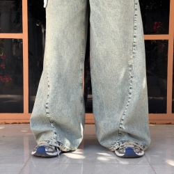 شلوارجین بگ شافل پنس دار b&l 