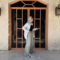 شلوارجین بگ شافل پنس دار b&l 