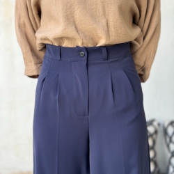 شلوار پارچه ای جنس پورش ریزشی قد 110 رنگ سورمه ای 