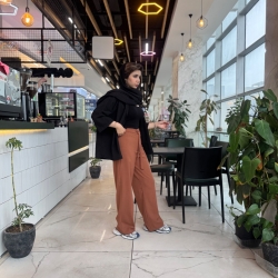 شلوار کنفی واید قد 105 بدون آبرفت رنگ آجری