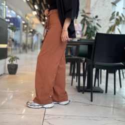 شلوار کنفی واید قد 105 بدون آبرفت رنگ آجری