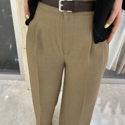 شلوار لینن کنفی مدل واید پیله دار قد 110