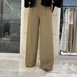 شلوار لینن کنفی مدل واید پیله دار قد 110