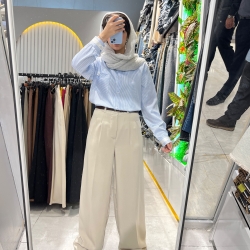 شلوار واید مرویجت پیله دار قد 110 رنگ کرم.قهوه ای . سورمه ای