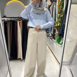 شلوار واید مرویجت پیله دار قد 110 رنگ کرم.قهوه ای . سورمه ای