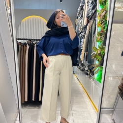 شلوار کر‌پ لاکچری واید قد 90 رنگ کرم