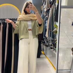 شلوار کر‌پ لاکچری واید قد 90 رنگ کرم