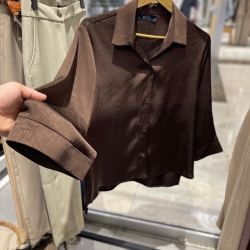 شومیز طرحدار قد پشت 65 جلو 60 فری سایز