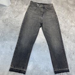 شلوار جین راسته فیت دمپا کات قد 90 زغالی تینت