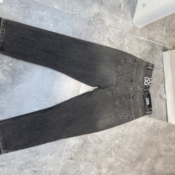 شلوار جین راسته فیت دمپا کات قد 90 زغالی تینت