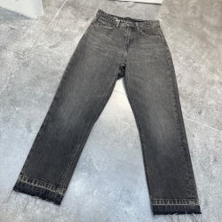 شلوار جین راسته فیت دمپا کات قد 90 زغالی تینت