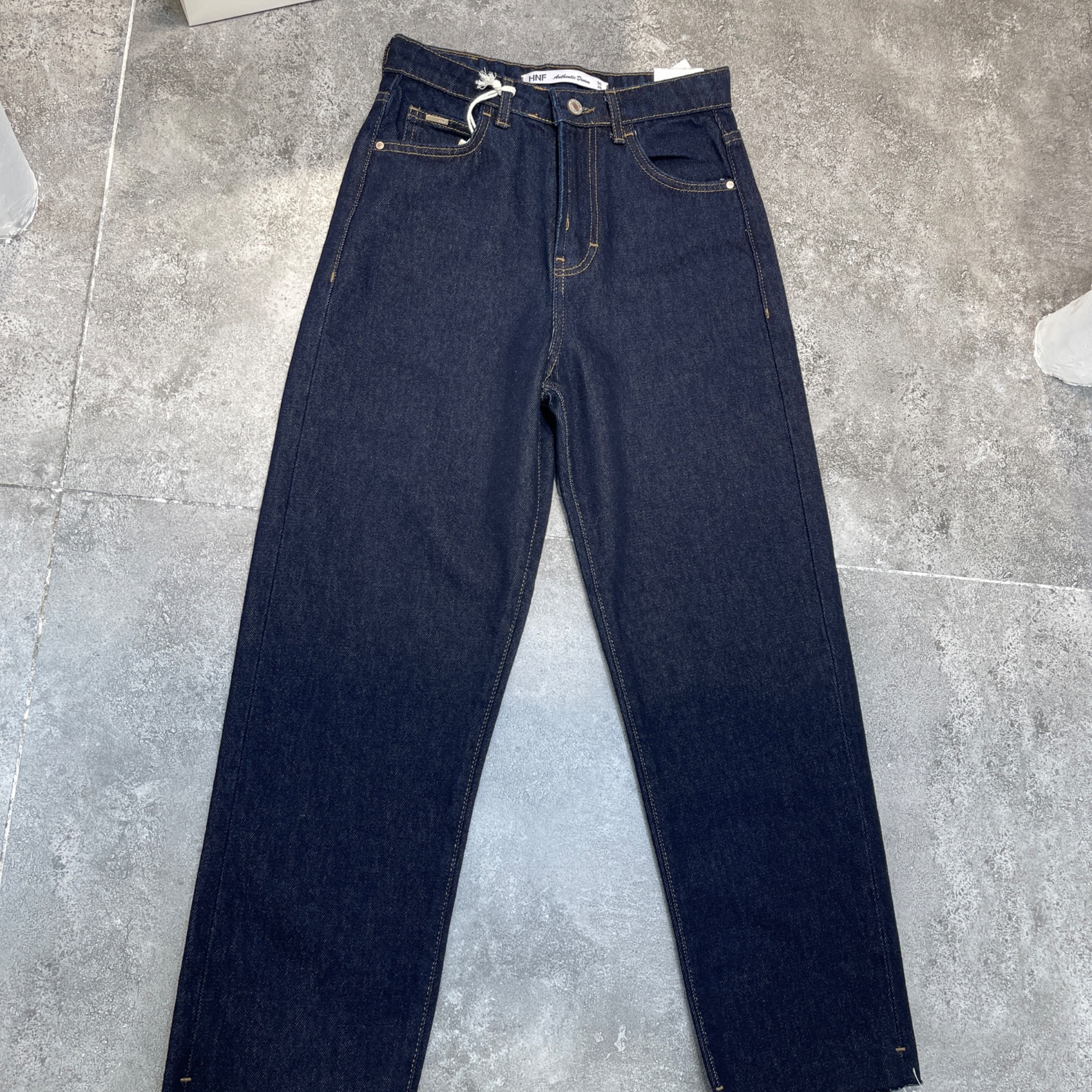 شلوار جین واید سورمه ای قد90 دمپا کات