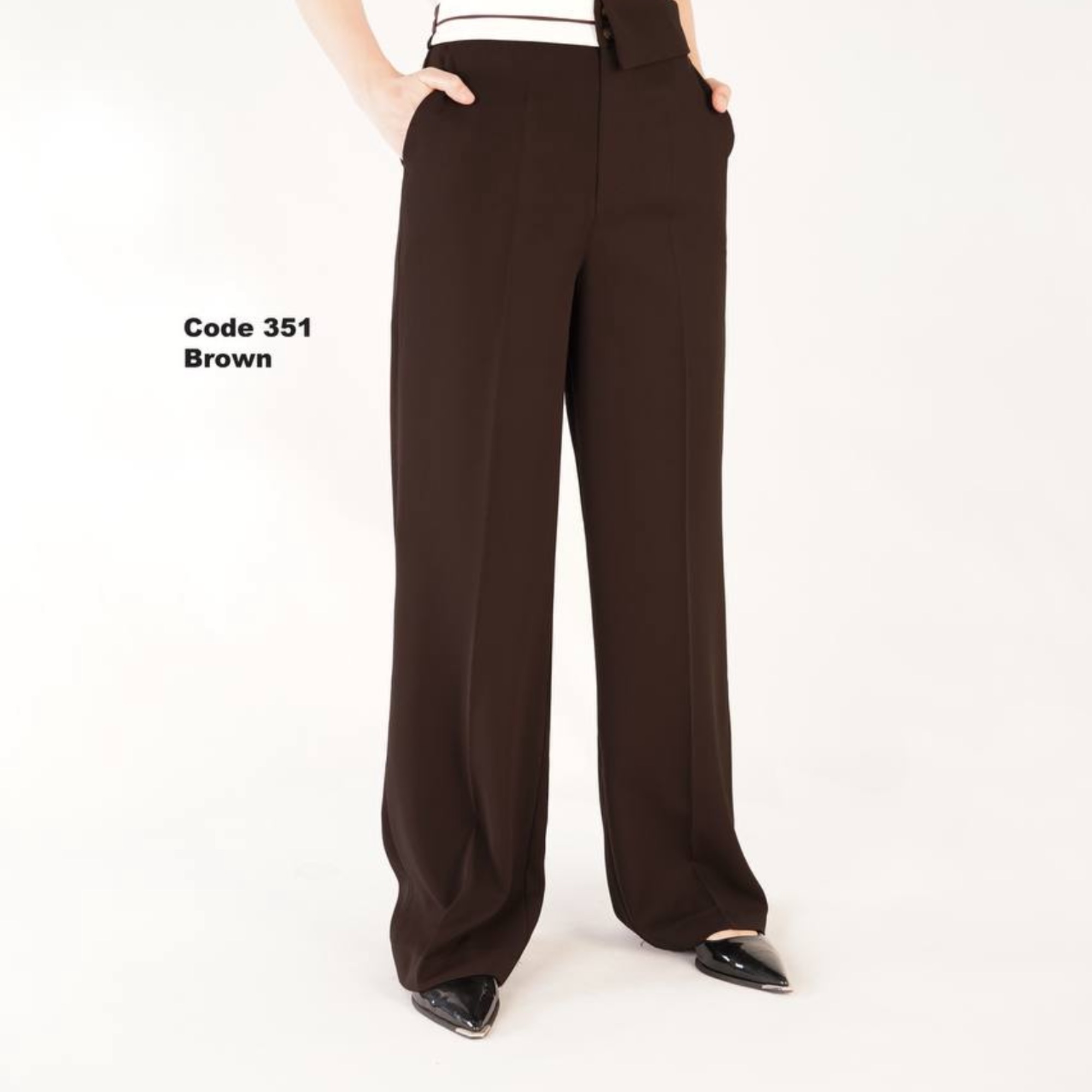 شلوار پارچه ای لخت وریزشی پارچه کرپ سان قد110 مشکیو قهوه ای