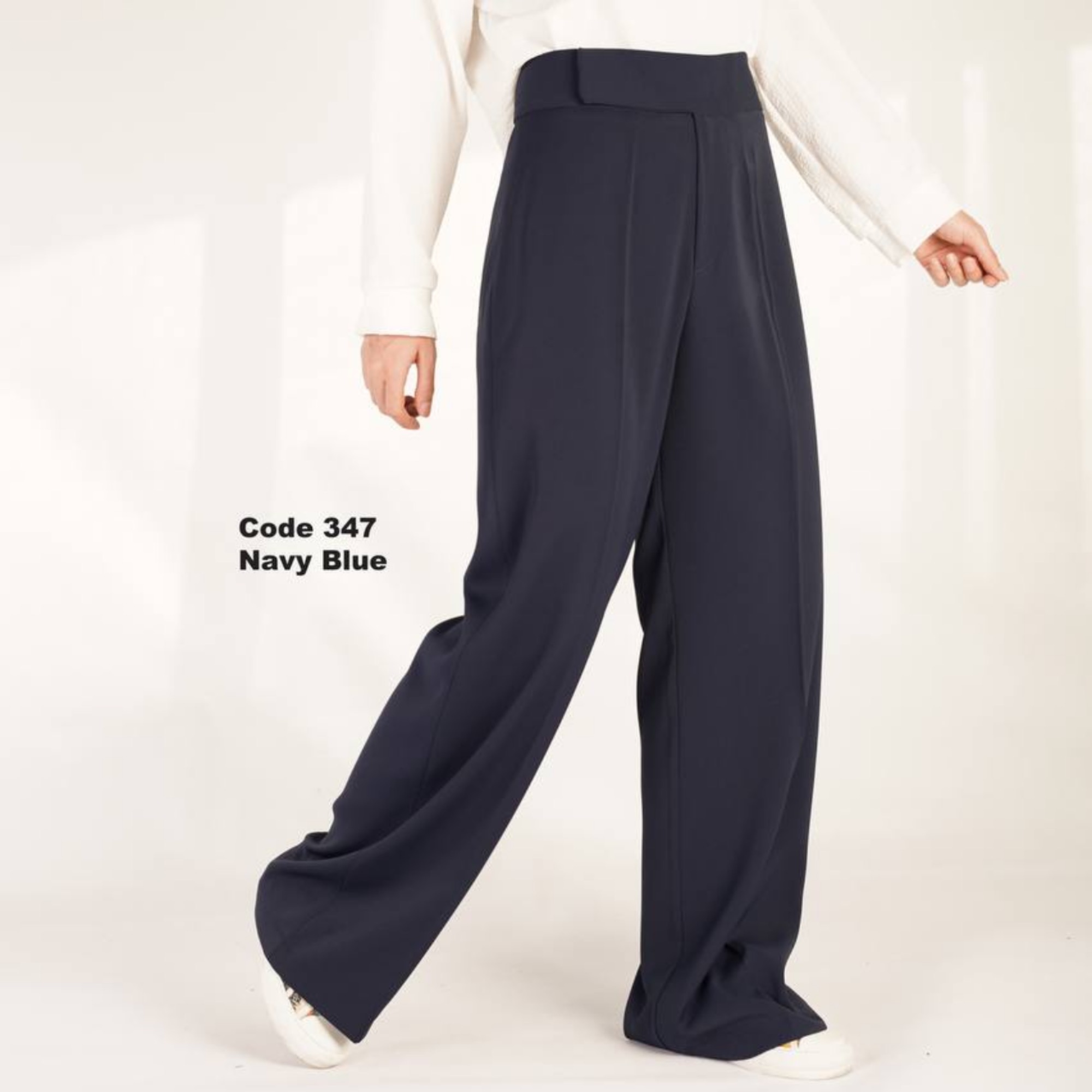 شلوار پارچه ای لخت و ریزشی پارچه کرپ سان قد110 مشکی وسورمه ای