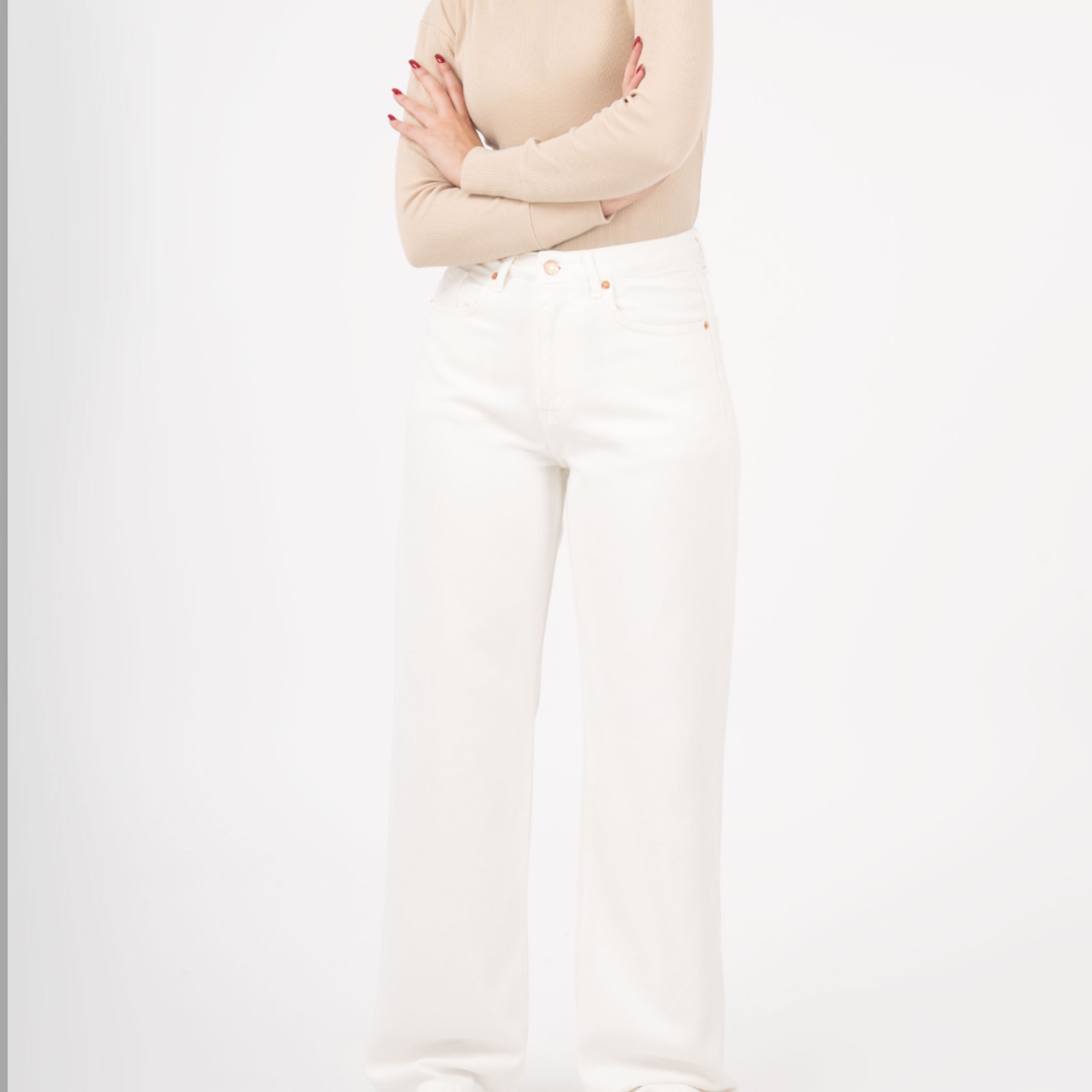 شلوارجین وایدسفید پارچه لخت جک پات